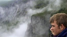 Our driver stops briefly so we can take a look at the Vøring Falls waterfall, 6.7 miles into the bus journey from Upper Eidfjord